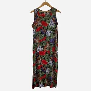 Vintage 90s Caribou New York Leopard Jungle Novelty Print Maxi Dress Large